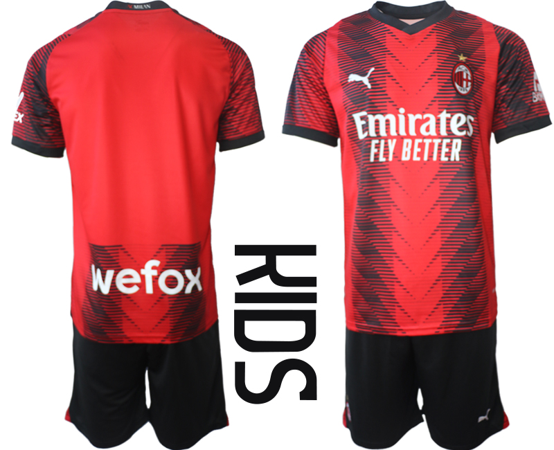 Youth 2023-2024 Club AC Milan home soccer jersey->inter milan jersey->Soccer Club Jersey